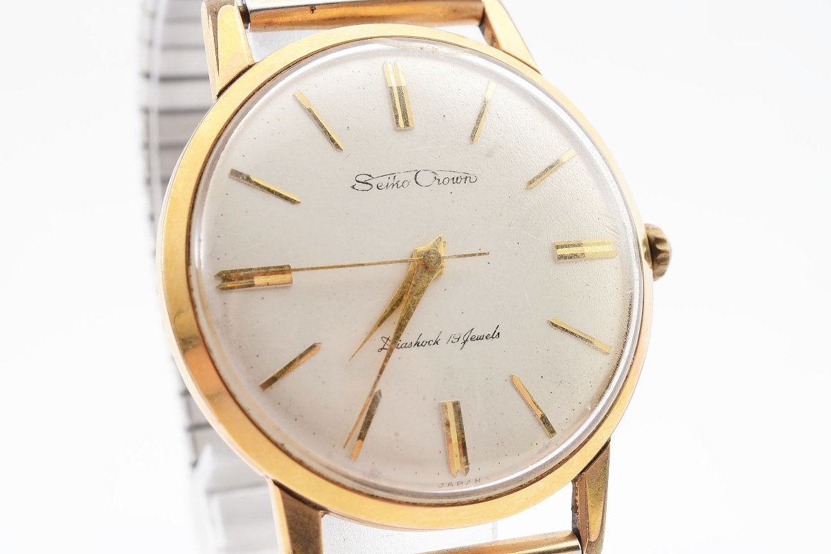 稼働品 セイコー クラウン ゴールド 手巻き メンズ 腕時計 SEIKO