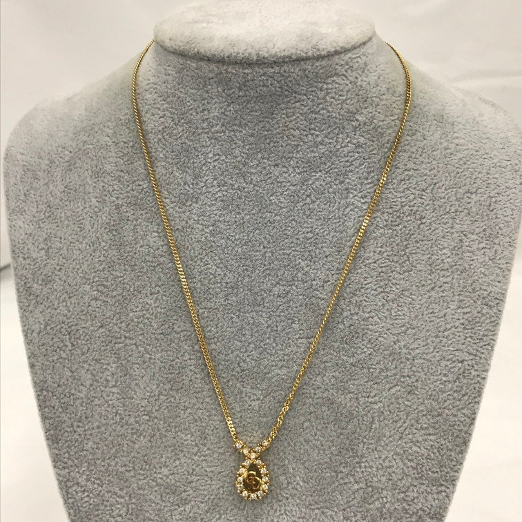ChristianDior クリスチャンディオール ネックレス 金色 【BKAH9046】