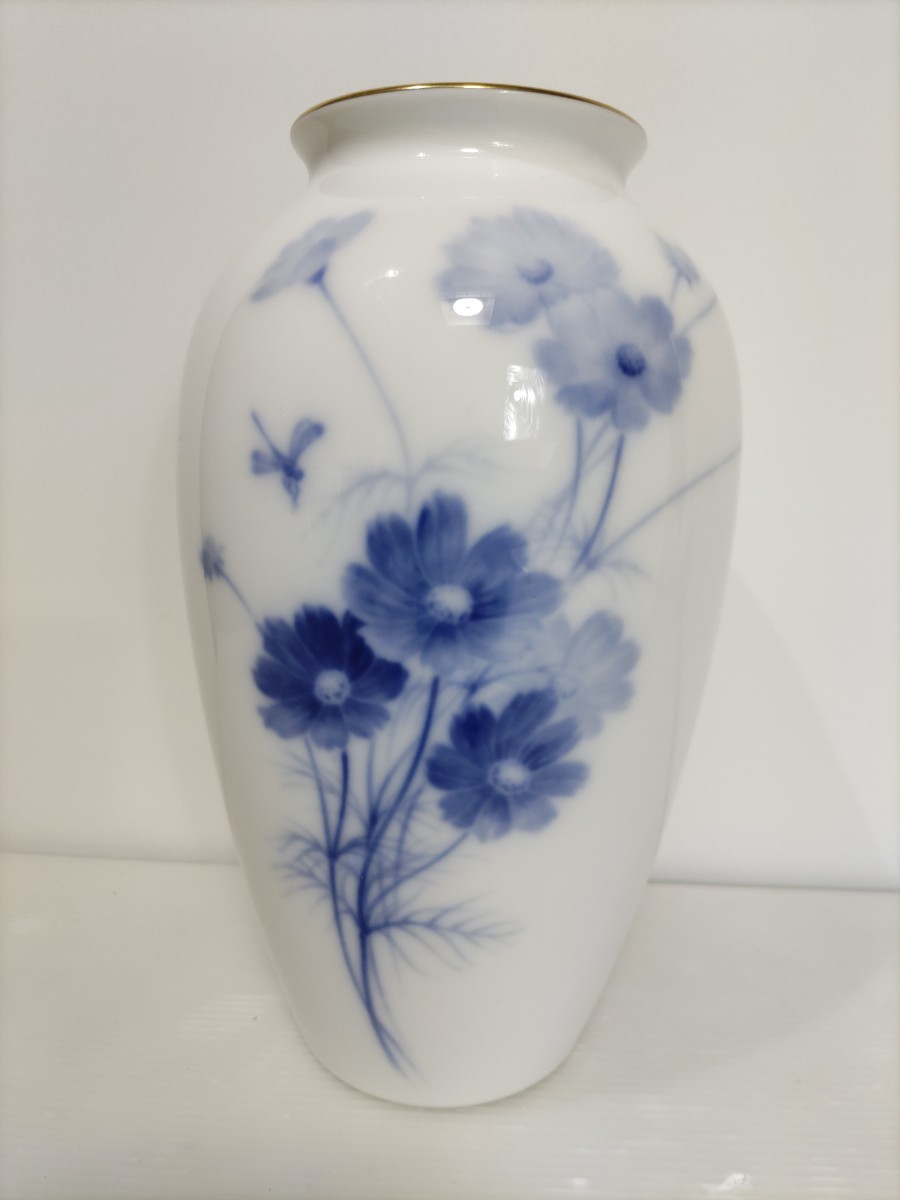 ☆大倉陶園 花瓶 ブルーコスモス OKURA フラワーベース(大倉陶園