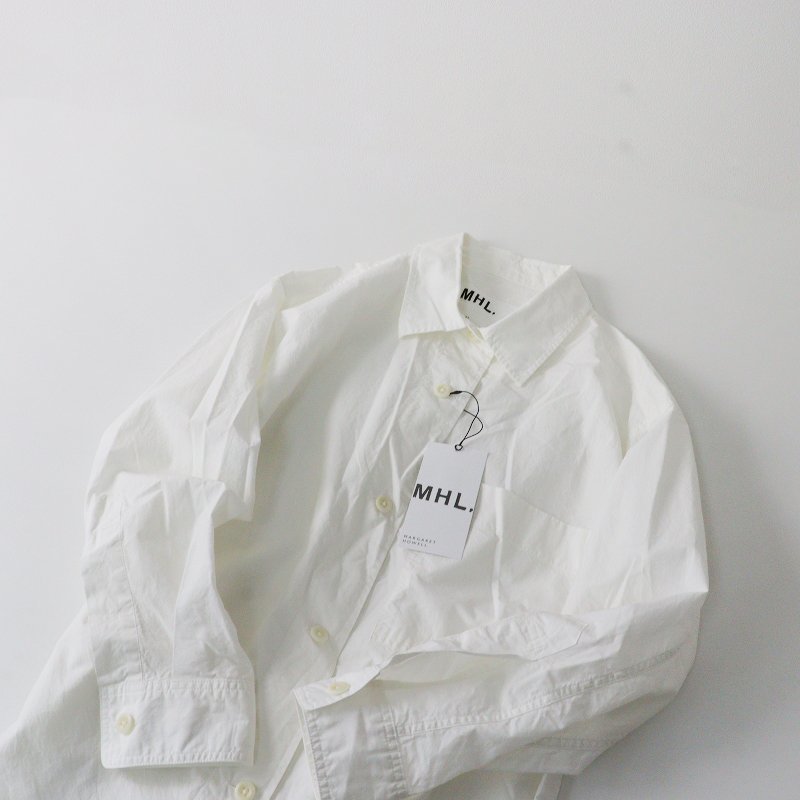 2023SS エムエイチエル マーガレットハウエル MHL. MARGARET HOWELL NATURAL COTTON POPLIN シャツ 2/ホワイト【2400013599764】