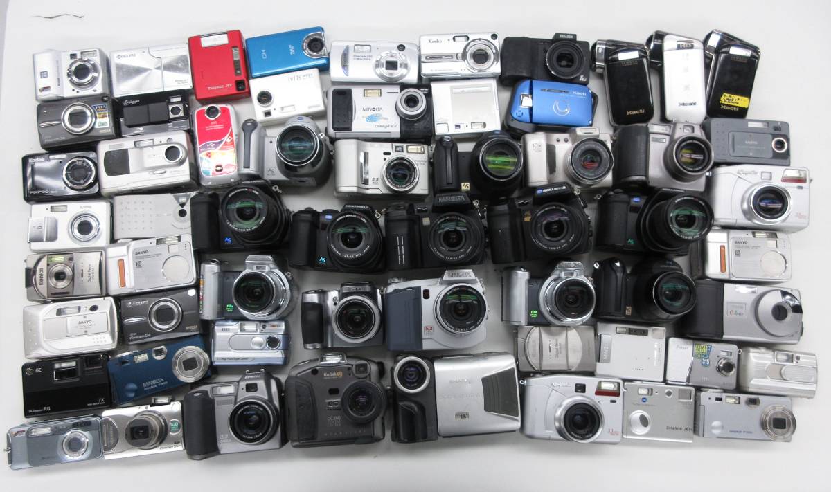 (4042Y)ジャンク KYOCERA FinecamL30 JVC GC-FM2-A MINOLTA DiMAGEA200 SANYO DSC-MZ1等 まとめて 大量セット 59点 動作未確認 同梱不可