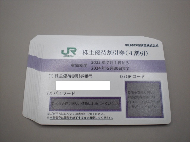 JR東日本株主優待割引券1枚　数量9