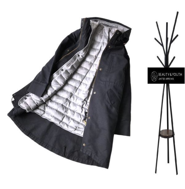 ビューティアンドユース 　美品　ダウン80％　ライナー付き　フーデット　コート　ダークネイビー　 ユナイテッドアローズ