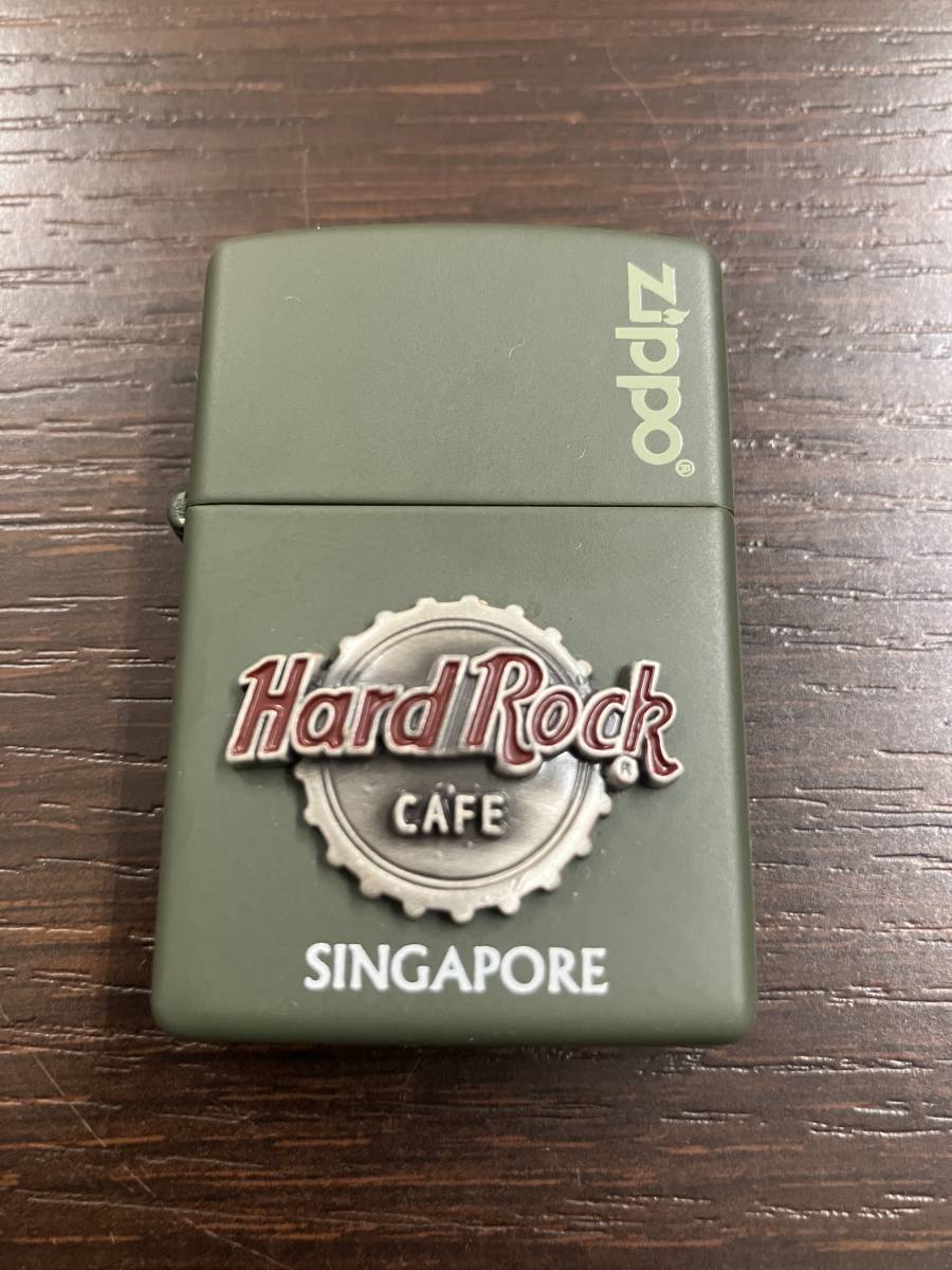 #22005【新品】ZIPPO シンガポール SINGAPORE 立体チャーム付き グリーン 2005年 HardRockCAFE ハードロックカフェ レア品？