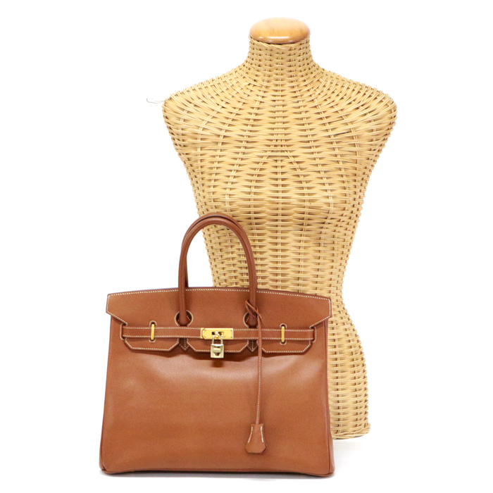 エルメス HERMES バーキン 35 クシュベル GD金具 □B刻印 ハンドバッグ ゴールド 中古 mau13003