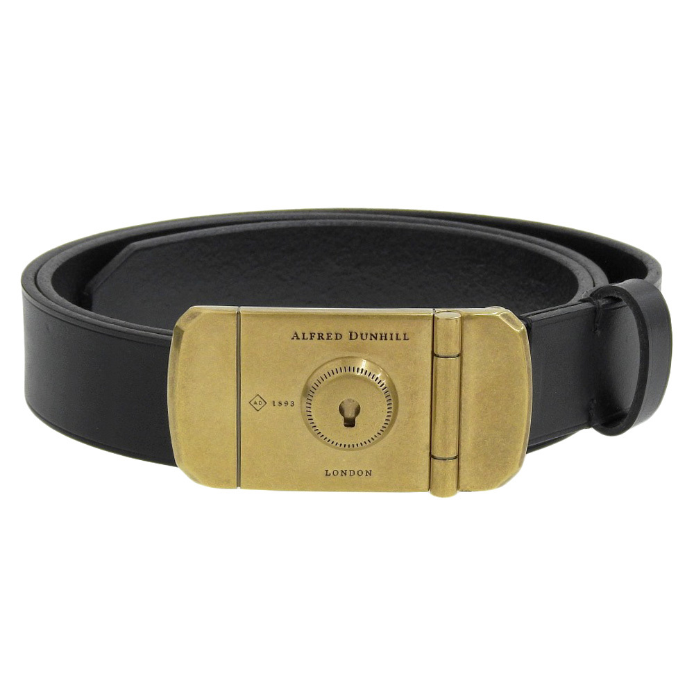 未使用 箱付 ダンヒル dunhill 2019年商品 DU19R4P14DK001 デューク ロックピン バックル レザー ベルト 黒 38 92-102cm メンズ ビジネス
