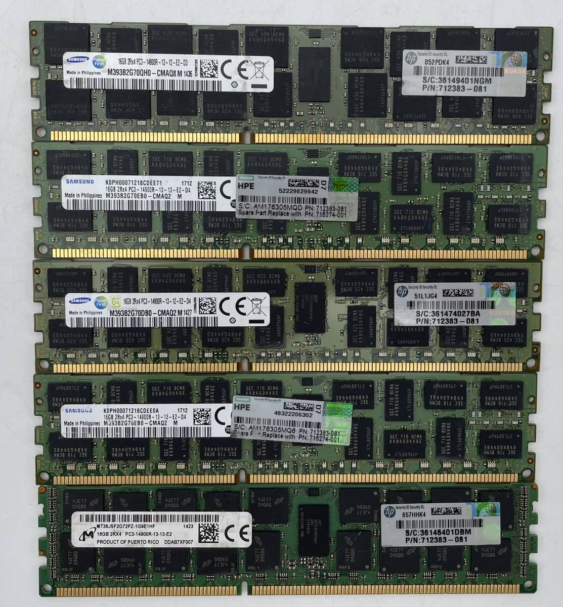 D24 SAMSUNG ノートPC メモリ 8GB 2Rx8 PC3L-12800S 2枚