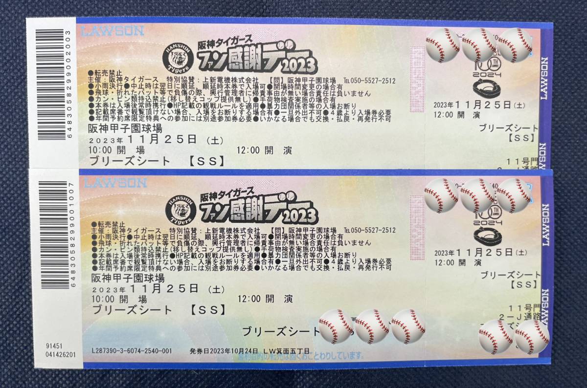 阪神タイガース ファン感謝デー 11/25 土 ハイタッチ参加券 ペア 阪神タイガース ファン感謝デー 11/25 土 ハイタッチ参加券 ペア