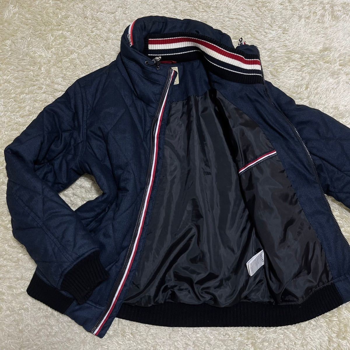 極美品!! 希少L!! 【極上のキルティング】 BEAMS ビームス ジャケット ブルゾン キルティング コート アウター 高級感 ネイビー 紺 トリコ