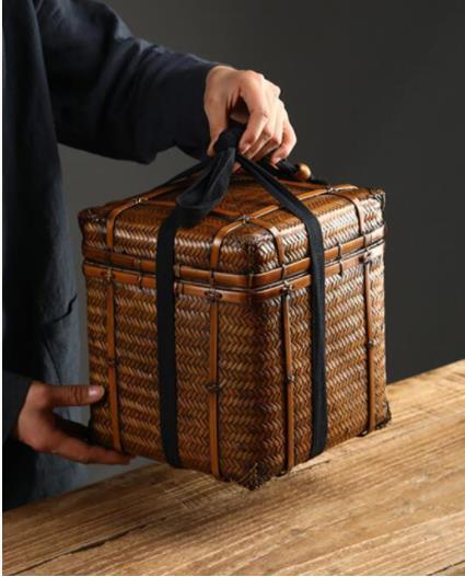 大容量★ 竹製 茶器 收納 茶盒 水果籃 提籃籠 竹編細工籠 竹の編