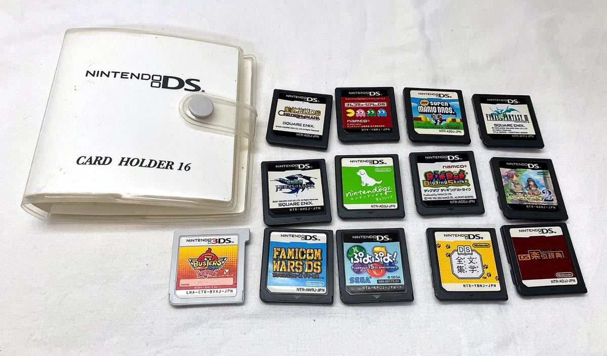 X154311▲任天堂DS ゲームソフト 13点セット カードホルダー付 NINTENDO/ぷよぷよ/聖剣伝説DS/ナムコミュージアム/楽引辞典/NEWマリオ
