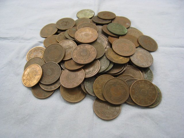 ☆日本 古銭 稲1銭 青銅貨 明治 合計100枚｛Y05753｝