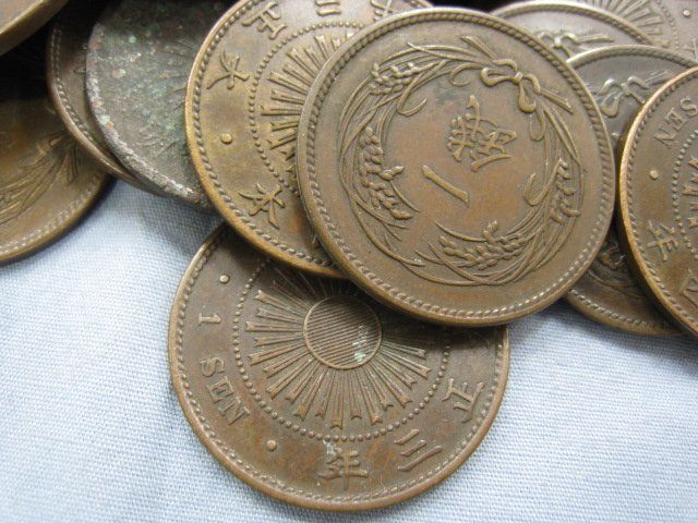 稲1銭青銅貨 100枚　まとめ　古銭　旧貨幣　1 稲1銭青銅貨 100枚 まとめ 古銭 旧貨幣 1 銅貨 稲1銭