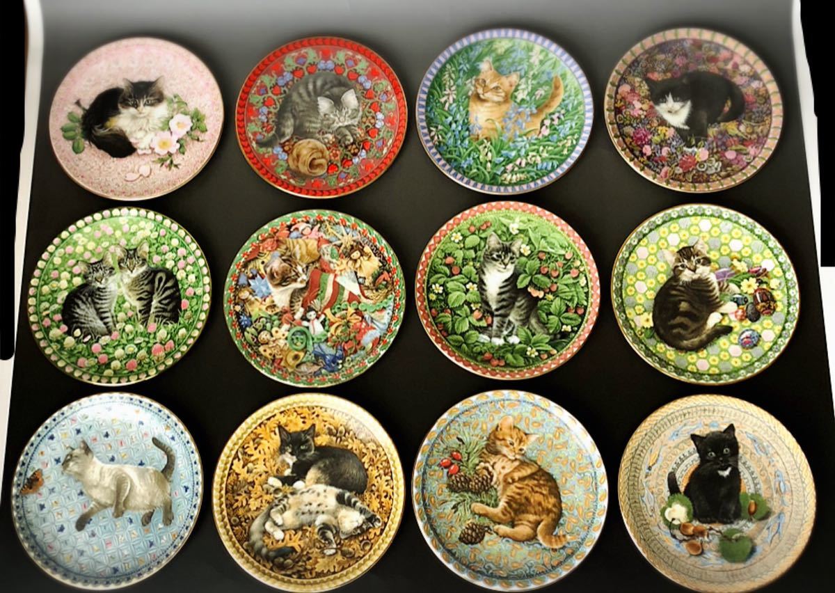 エインズレイ エインズレイ レズリーアンアイボリー 飾り皿 4月 子猫