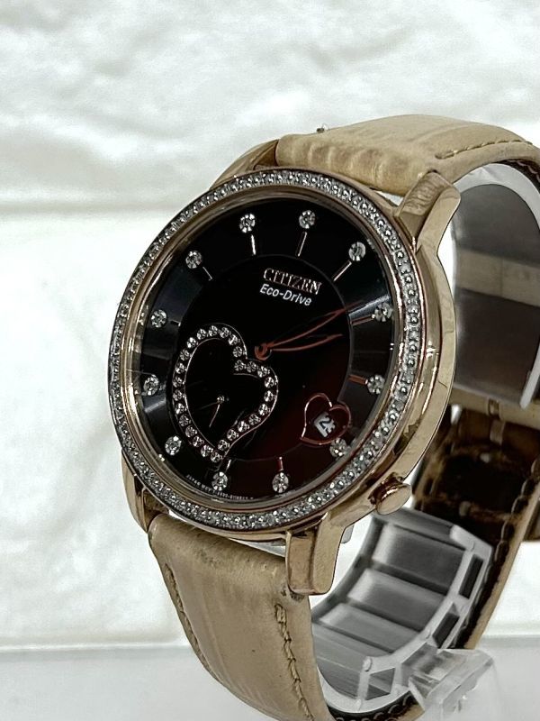 CITIZEN シチズン Eco-Drive ストーン×ハート レディース B690-S080410 稼働品 腕時計 fah 11J011K