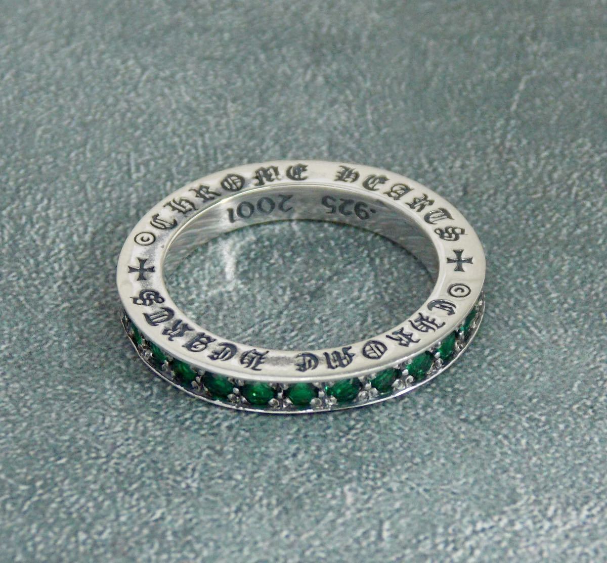 クロムハーツ/スペーサーリング 3mm/新品加工/エメラルドパヴェ/15号/インボイス/CHROME HEARTS