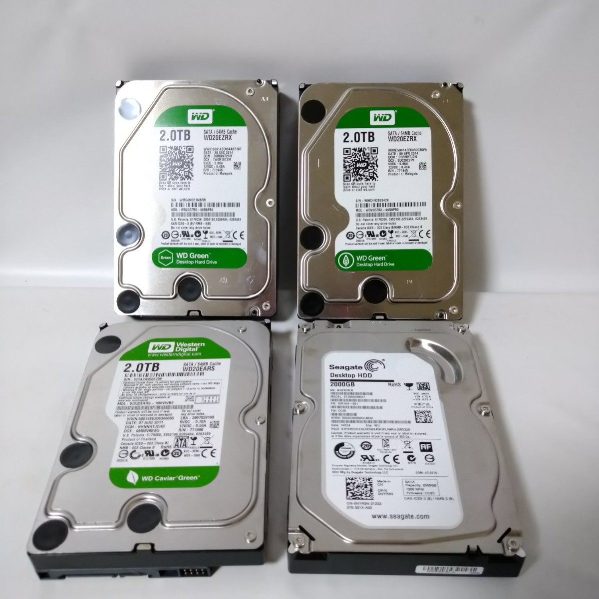 3.5インチ HDD SATA 2000GB×4台 Seagate×1台 Western Digital×3