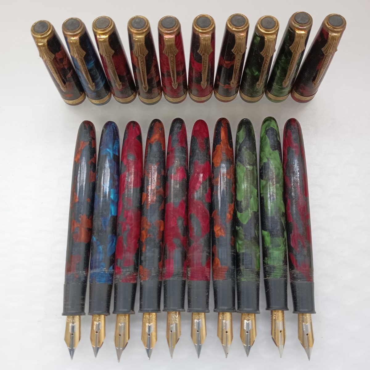 485 セルロイド製 万年筆 10本セット ペン先 SUPERIOR QUALITY AMBA等 レトロ ヴィンテージ 文房具 筆記具 筆記用具 筆記未確認