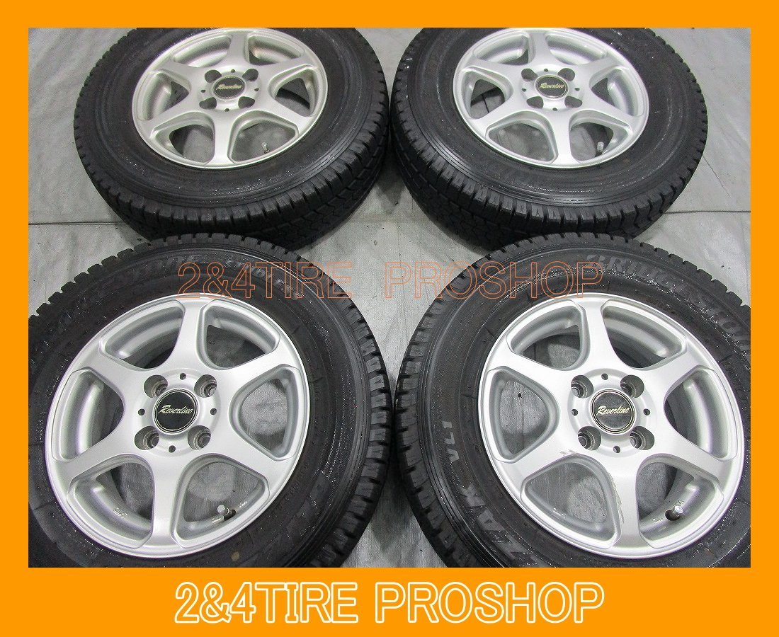プロボックス・ADバンなど★Reverlineホイール 4.5J +35 4H PCD100★超バリ山 スタッドレス ブリヂストン BKIZZAK VL1 165R13 6PR[WG578]