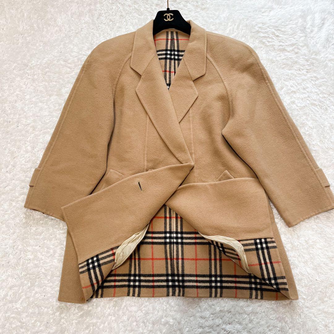 良品】 Burberry Bluelabe ウールコート ノバチェック キャメル