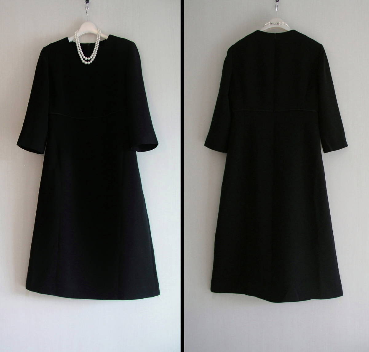 ユキトリイ *YUKI TORII ／11号▲ブラックフォーマル*シンプルで美ライン*切り替えワンピース*冠婚葬祭