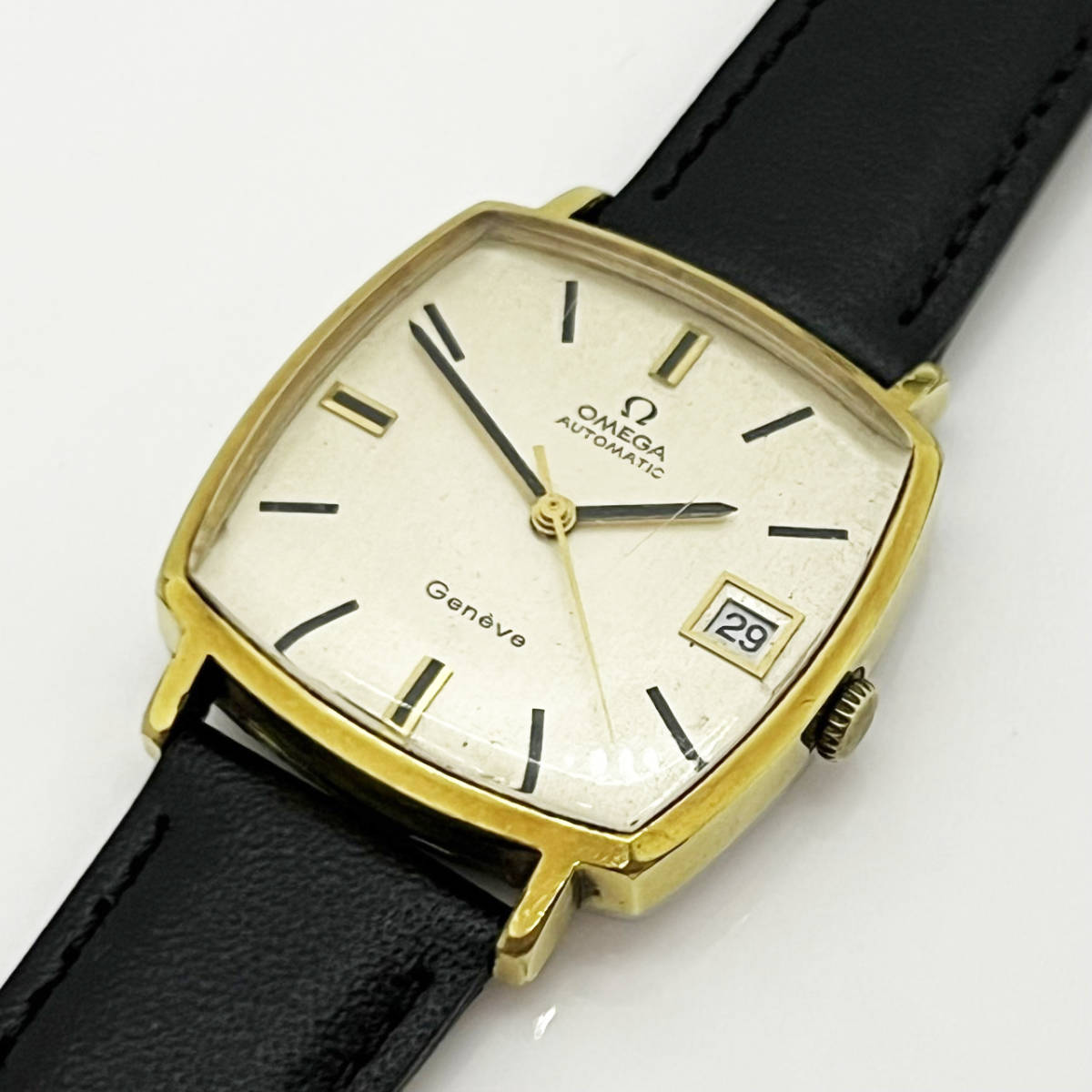 1円～☆OMEGA オメガ Geneve ジュネーブ スクエア デイト 自動巻き 