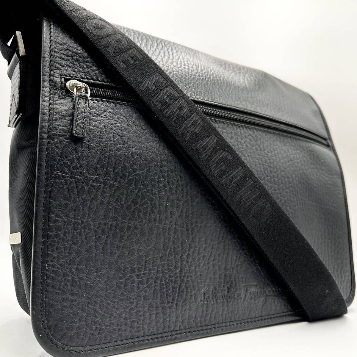 1円□美品/現行□Salvatore Ferragamo フェラガモ メンズ ショルダー 