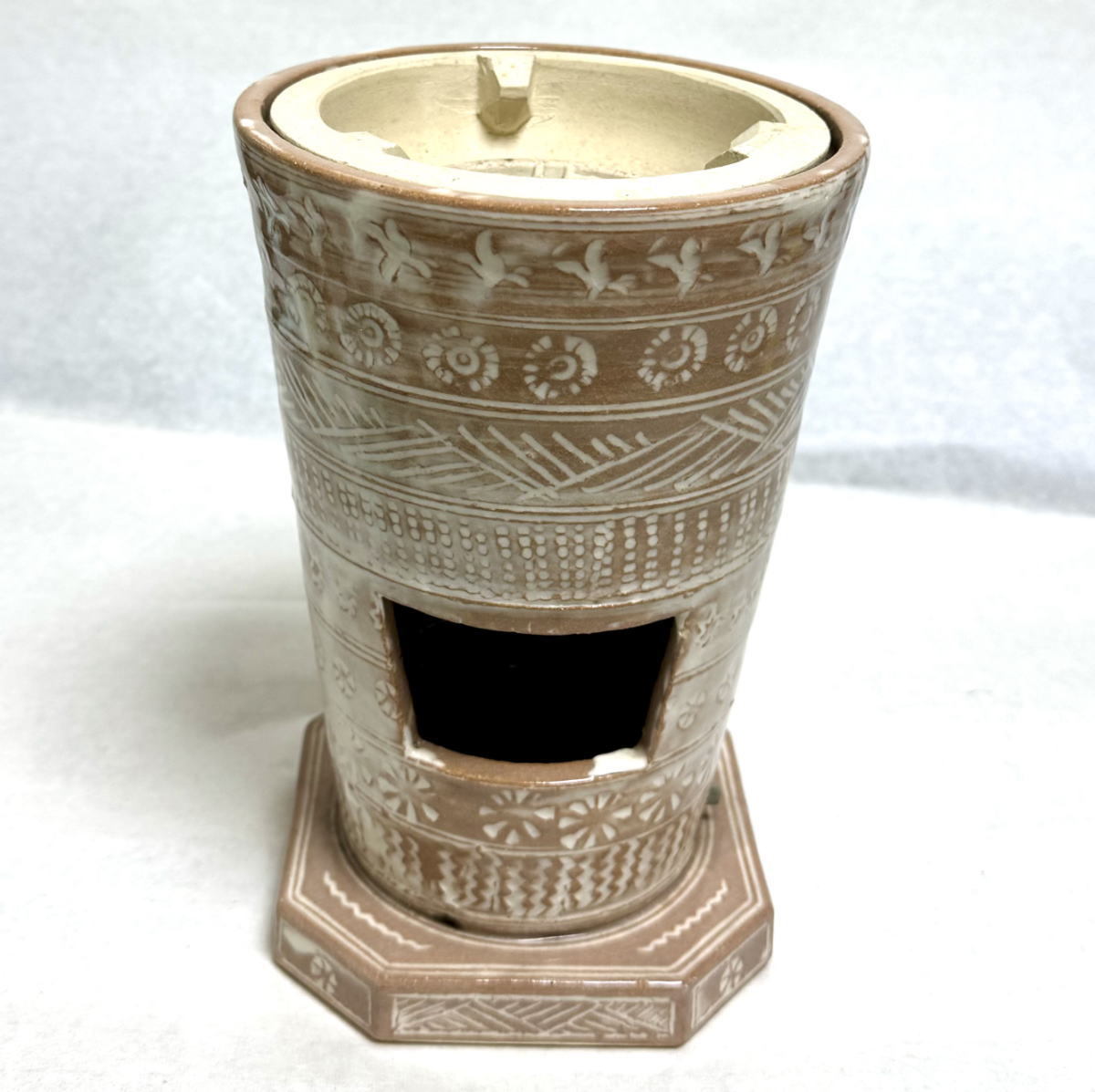 送料無料】涼炉 電熱器付 煎茶道具 茶道具 ウブ品 日本古玩 伝世品焼物
