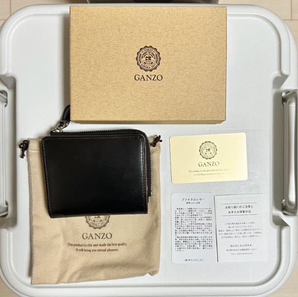GANZO】AVON (エイボン) Lファスナー二つ折り財布 ブラック 美品 GANZO
