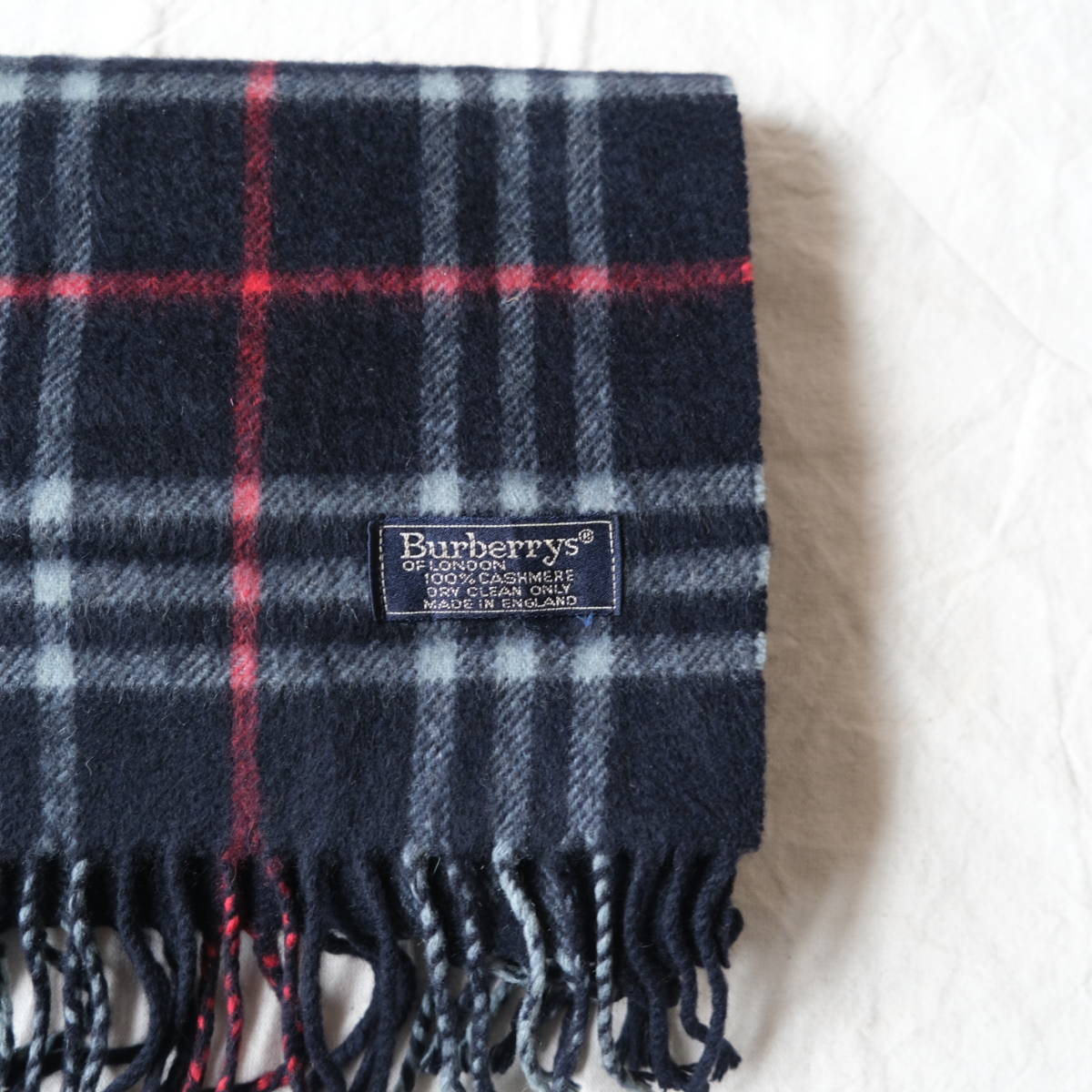 マフラー バーバリー BURBERRY ネイビー ノバチェック カシミヤ 