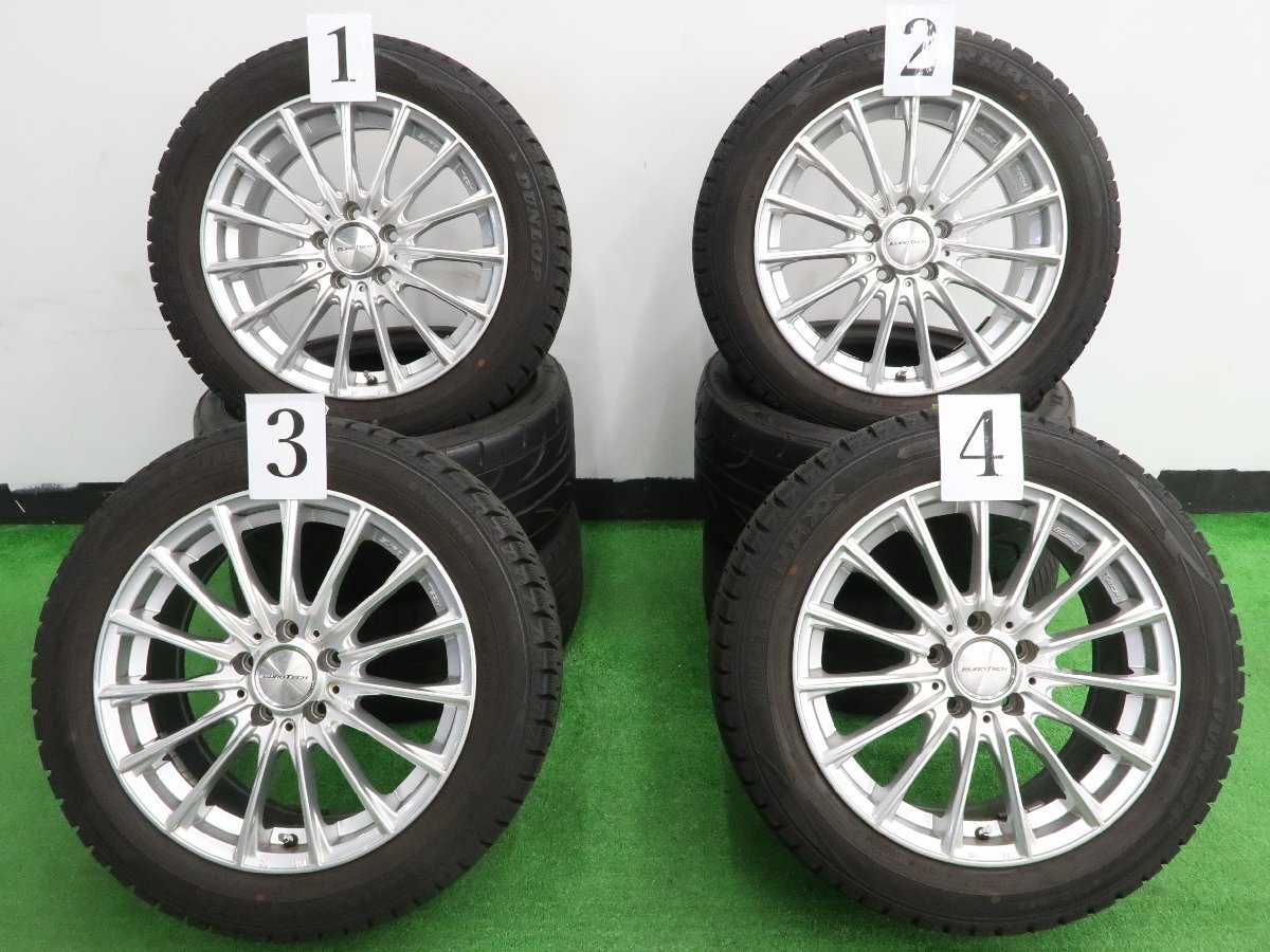 4本 ユーロテック 17インチ 7J +48 5H PCD112 スタッドレス ダンロップ ウインターマックス WM02 205/55R17 ベンツ Aクラス Bクラス 球面座