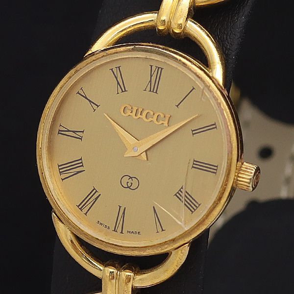 超激得，SALE 1円 グッチ QZ 6000L ゴールド文字盤 ローマン ラウンド レディース腕時計 NBY 2000000NKG(女性用)｜売買されたオークション情報、yahooの商品情報をアーカイブ公開 - オークファン 女性用