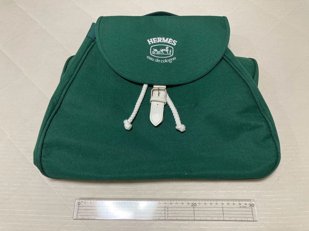 HERMES ノベルティ エルメス キャンバス 美品HERMES ロゴ刺 巾着