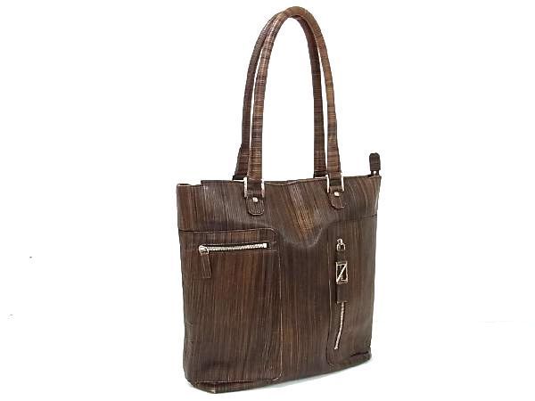 1円 Ermenegildo Zegna エルメネジルド ゼニア PVC トートバッグ ショルダーバッグ 肩掛け メンズ レディース ブラウン系 CC0704