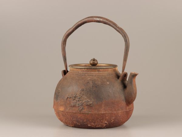 煎茶道具 龍文堂造 銅製蓋 時代鉄瓶 時代物 極上品 初だし品 C3364