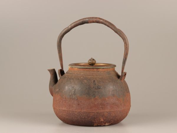 煎茶道具 龍文堂造 銅製蓋 時代鉄瓶 時代物 極上品 初だし品 C3364
