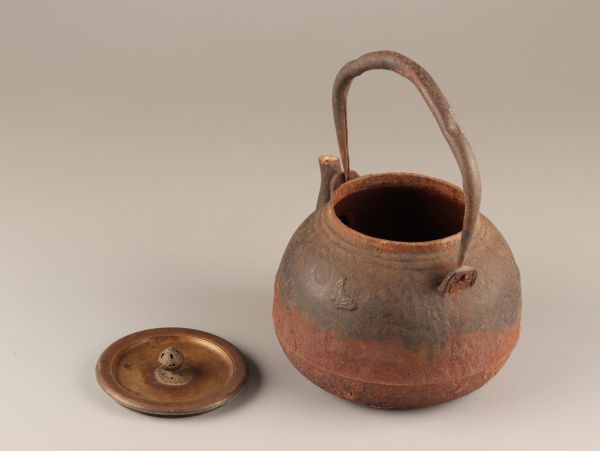 煎茶道具 龍文堂造 銅製蓋 時代鉄瓶 時代物 極上品 初だし品 C3364