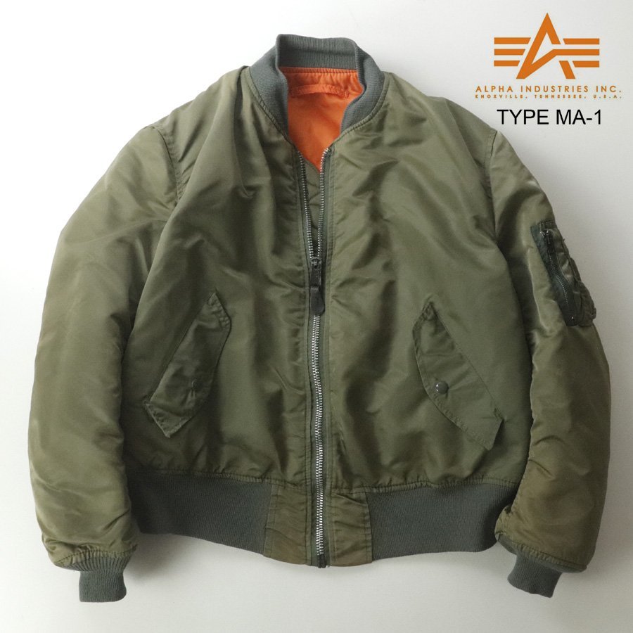【本格アメリカ製！】美品 USA製 ALPHA INDUSTRIES アルファー MIL-J-82790J ナイロンツイル MA-1 フライトジャケット カーキ L