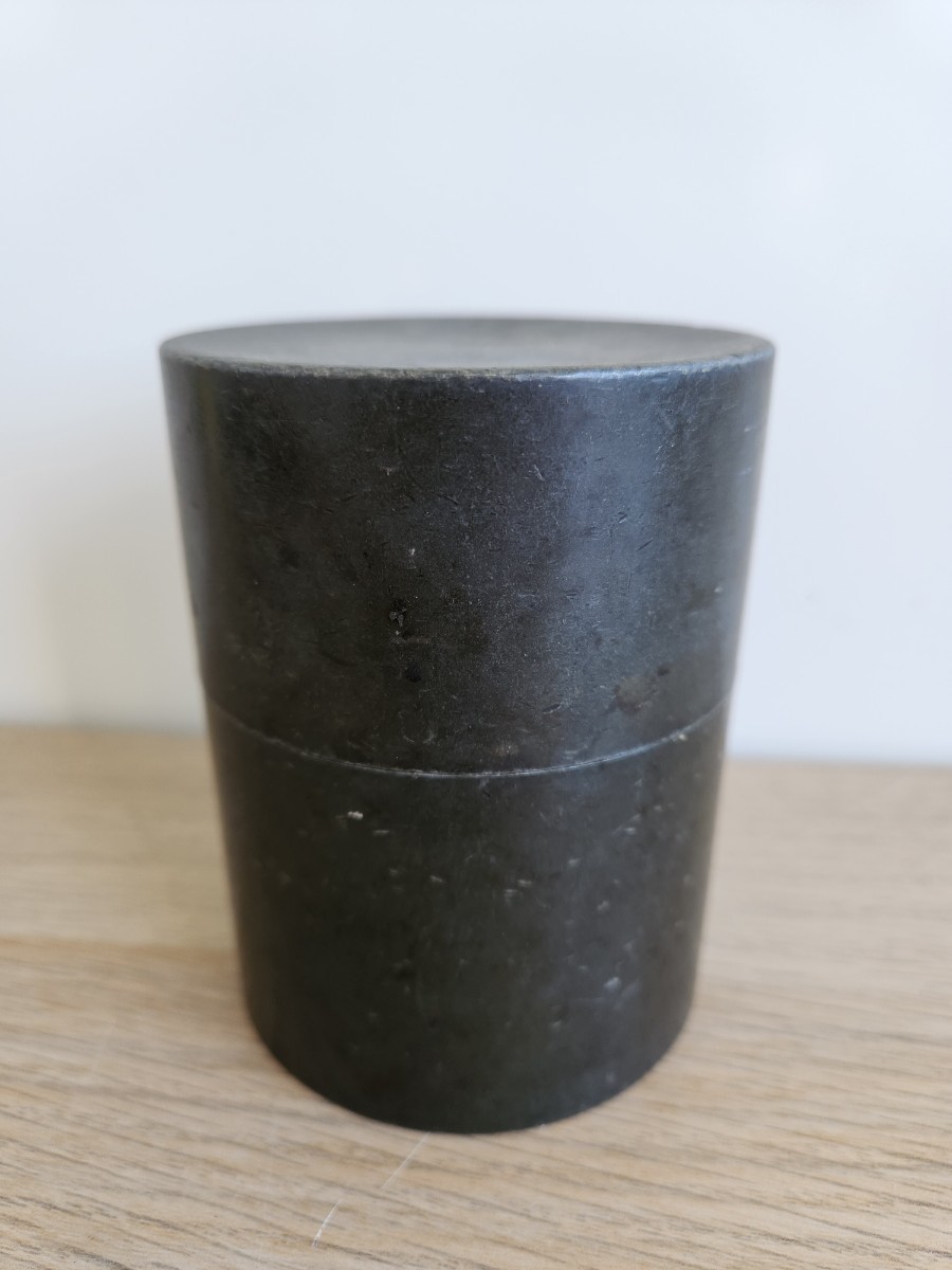 時代物　刻銘　嘉村 　錫製 茶筒 　煎茶道具 錫器