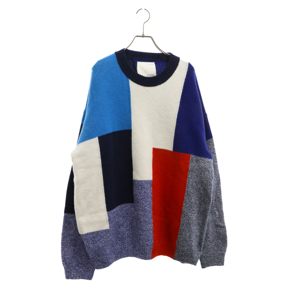 STUDIO NICHOLSON スタジオニコルソン ×ZARA ザラ 22AW カラーブロッククルーネックニットセーター マルチ