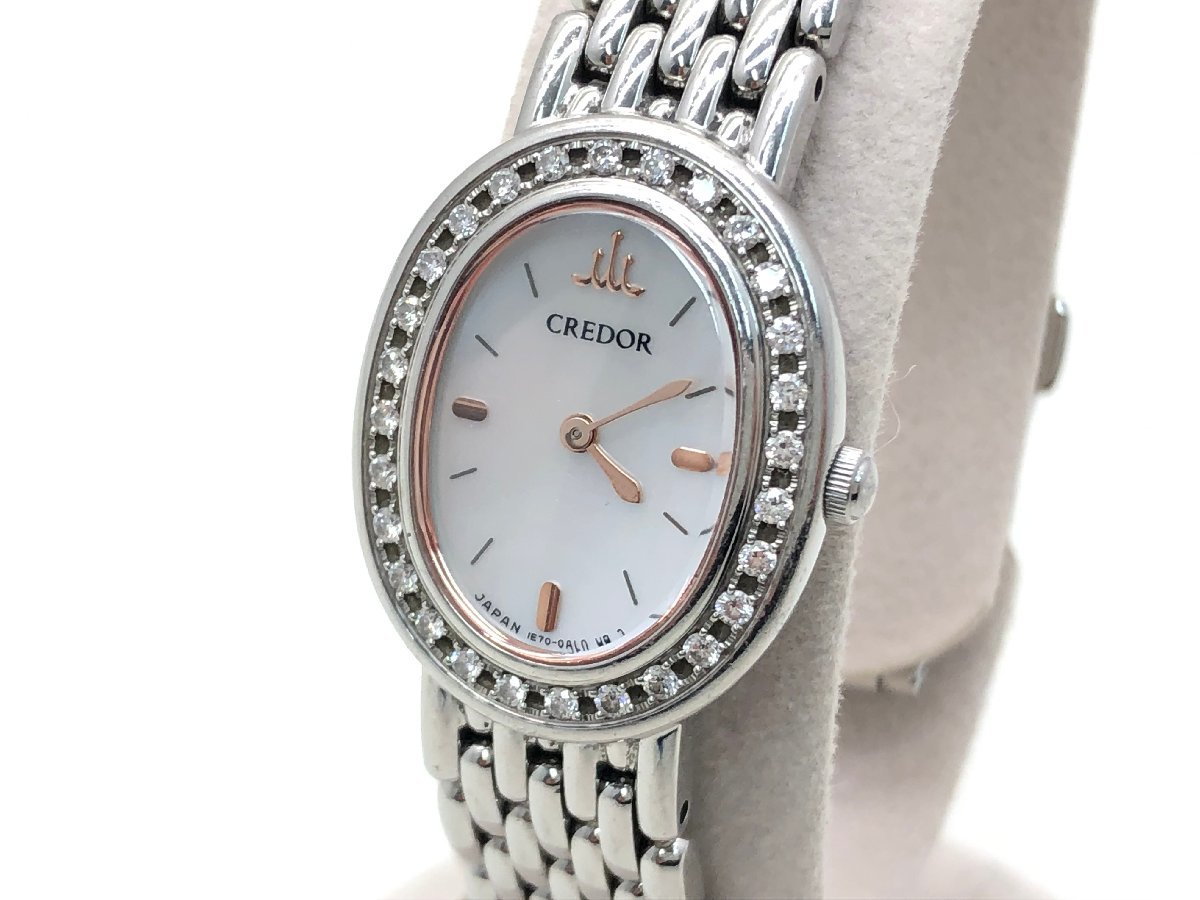 SEIKO クレドール 1E70-0AH0 ダイヤベゼル クォーツ 腕時計 レディース 