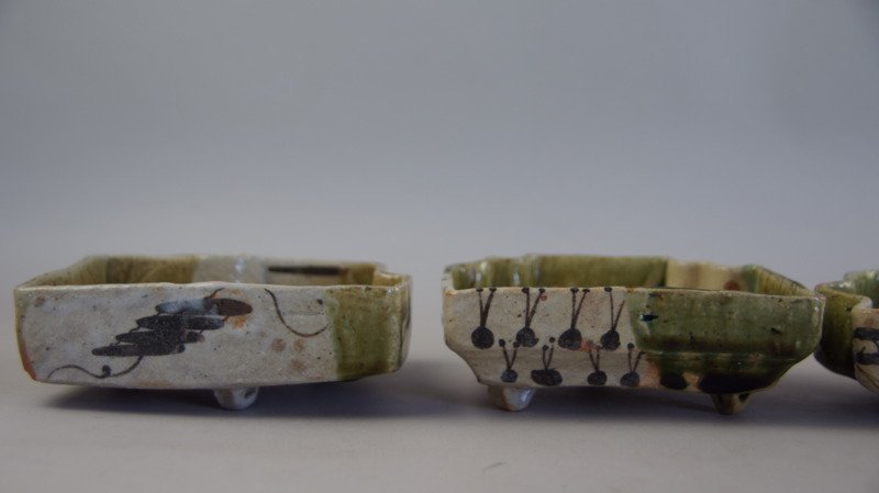 hh879 小山智徳 織部 向付 まとめて 4点 懐石道具 和食器 小皿(織部