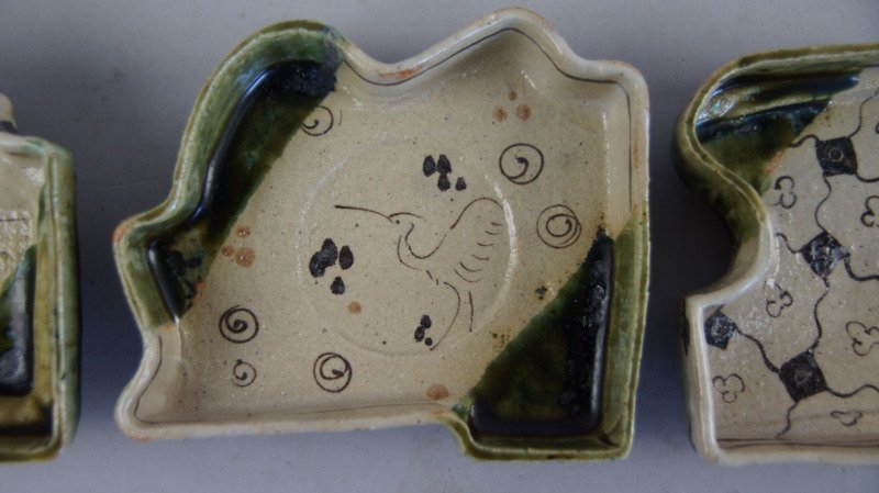 hh879 小山智徳 織部 向付 まとめて 4点 懐石道具 和食器 小皿(織部