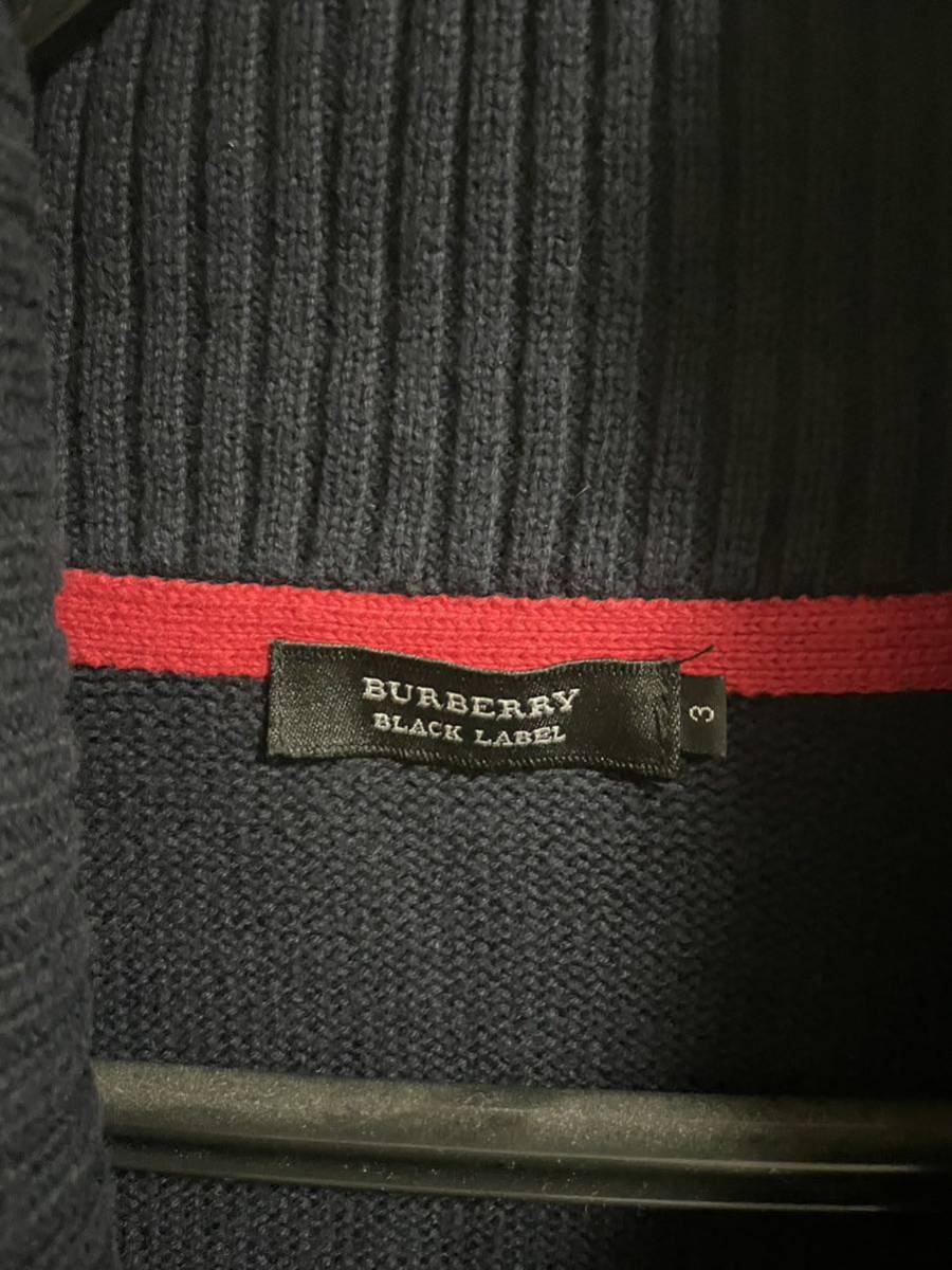 サイズ3 BURBERRY BLACK LABEL ショールカラー コットンニット 