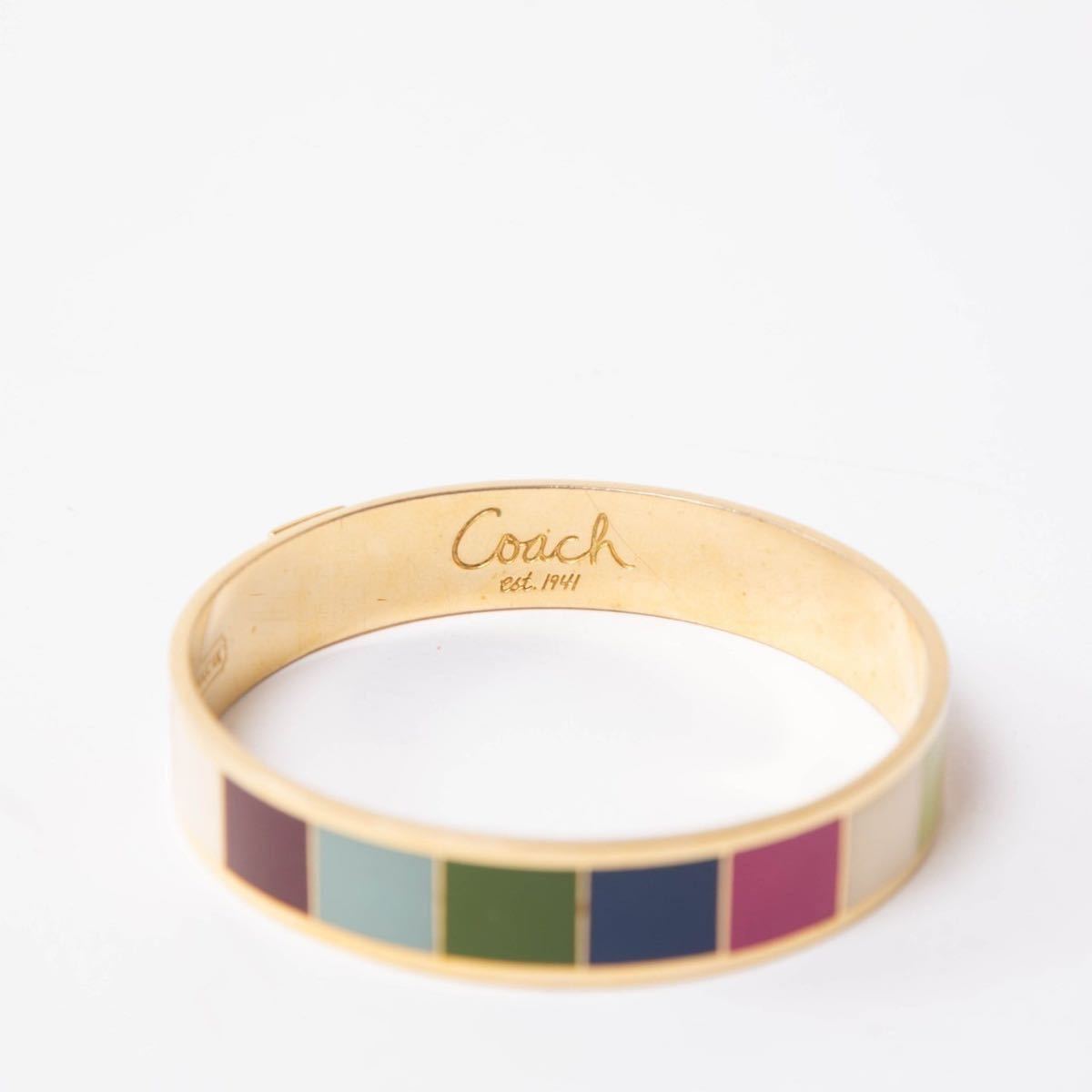 美品】一スタ COACH コーチ バングル ゴールド アイボリー マルチ