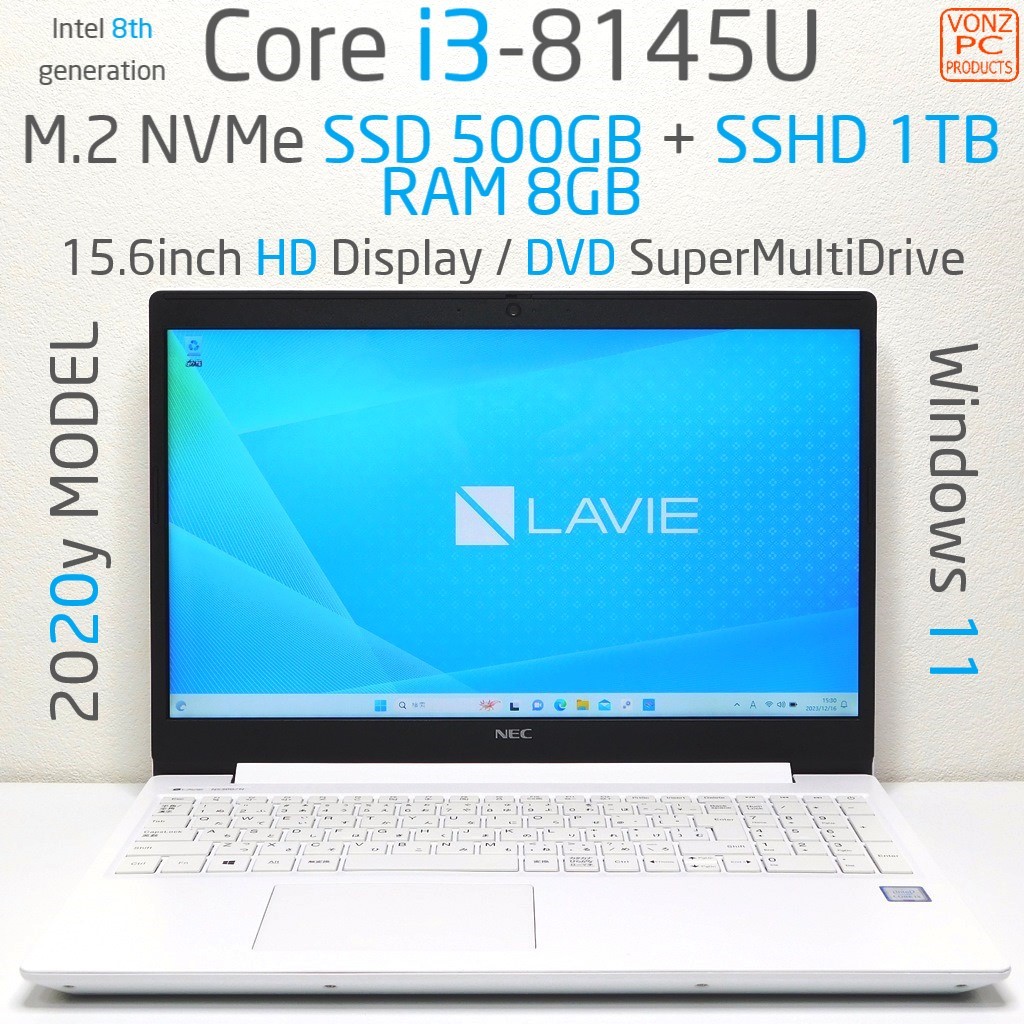 ☆2020yモデル☆Windows11☆Core i3-8145U☆M.2 NVMe SSD500GB +