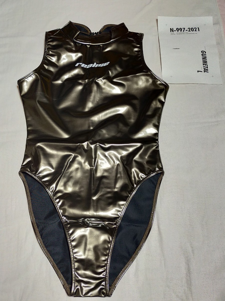 【未使用品】REALISE リアライズ N-997-2021 ワンピースメタリックスイムスーツ Lサイズ ガンメタ