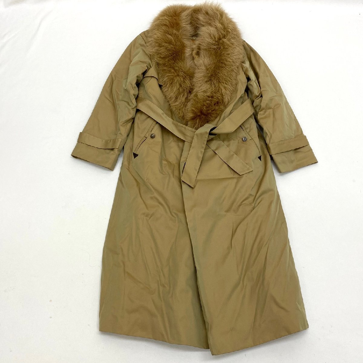 おすすめ✨️Harrods ベージュ 高級毛皮 フォックス ファー トレンチ