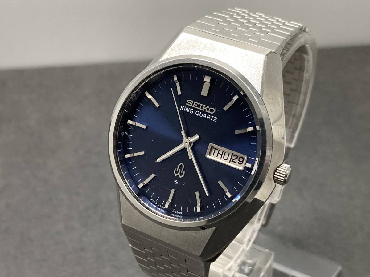 1円～稼働品・SEIKO KING QUARTZ/セイコー キングクォーツ ネイビー 