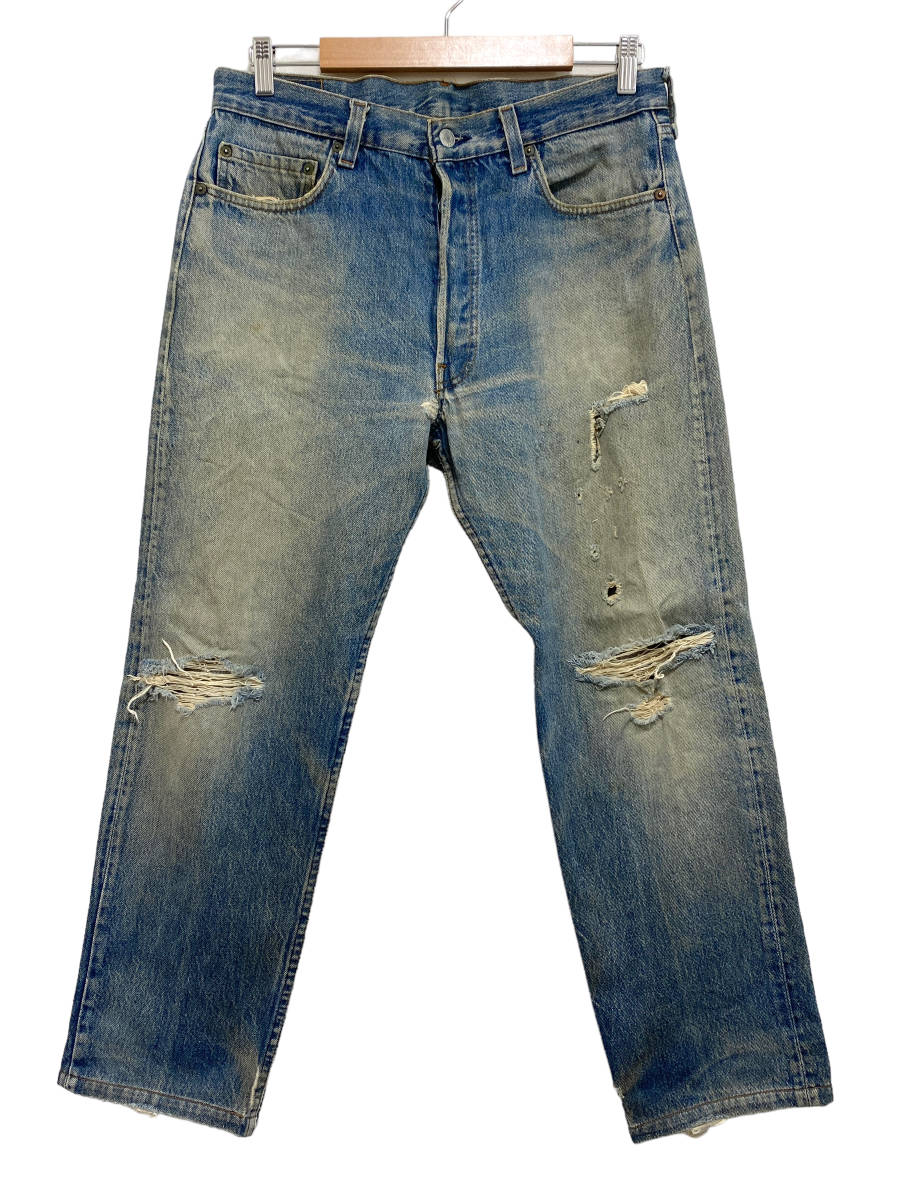 Levi's リーバイス 501 ジーンズ デニム W84 メンズ トップボタン裏524 脇割 クラッシュ ボロ 80s 90s ビンテージ 23-1212